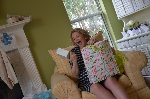 Having fun opening gifts - we were so blessed to receive so many thoughtful gifts!